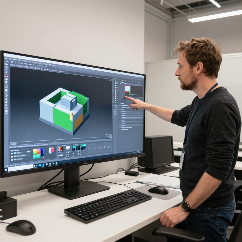3D modeling instructor Antti Virtanen teaching in Helsinki studio