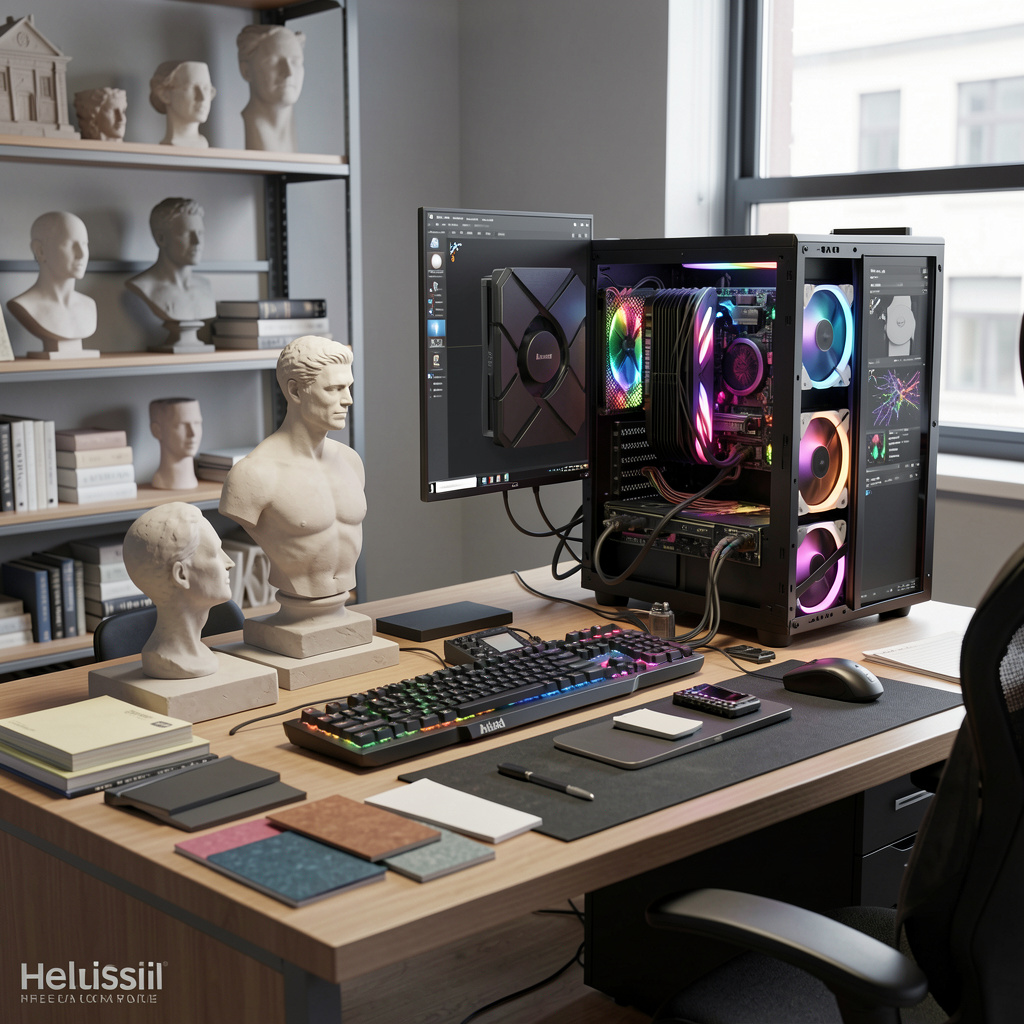 Professional 3D modeling workspace in Helsinki